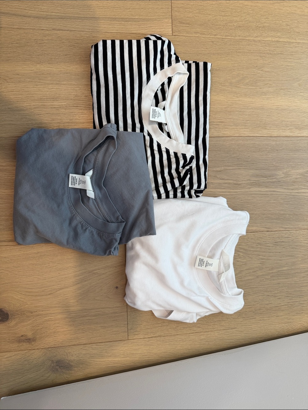 Striped, Gray and White Crewneck Tee Set